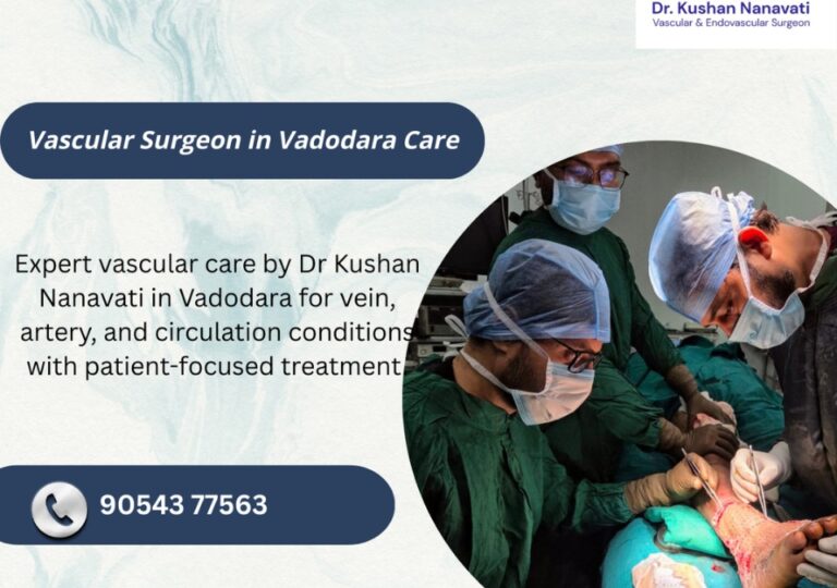 Vascular surgery care in Vadodara showing balloon angioplasty and stent placement for peripheral artery disease by Dr. Kushan Nanavati